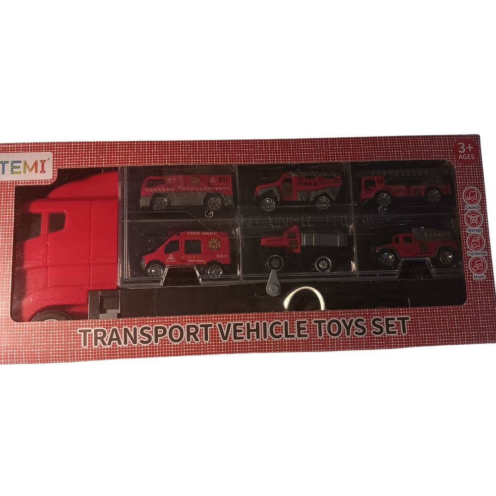 TEMI‎ Transport Container Truck Vehicle Toys Firetrucks Set Alloy Car